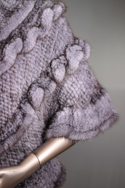 Knitted Mink Stole with Ruffles Trimming