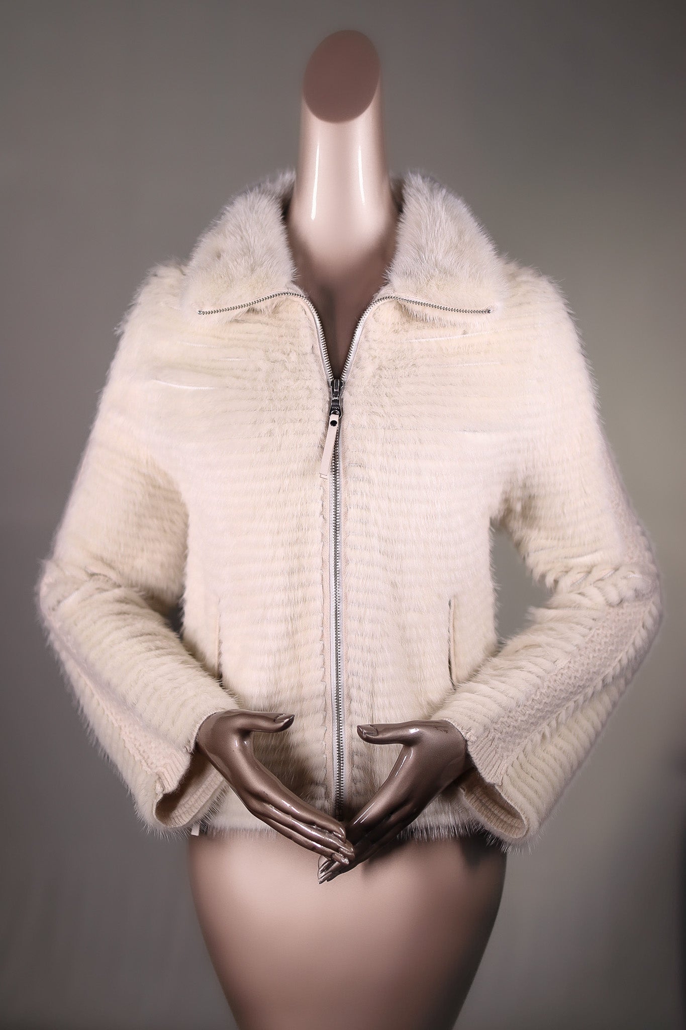 Ribbed Mink and Wool Jacket