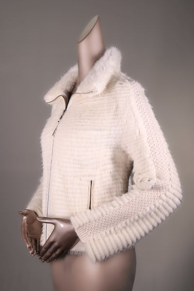 Ribbed Mink and Wool Jacket