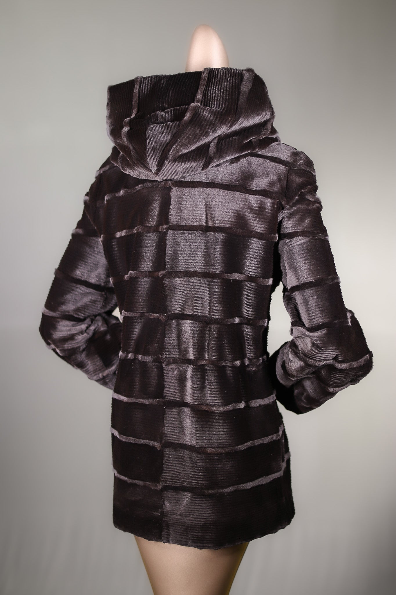 Laser-Sheared Mink Hooded Coat