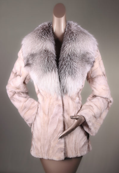 Sheared Sectional Mink Jacket with Natural Shadow Frost Fox