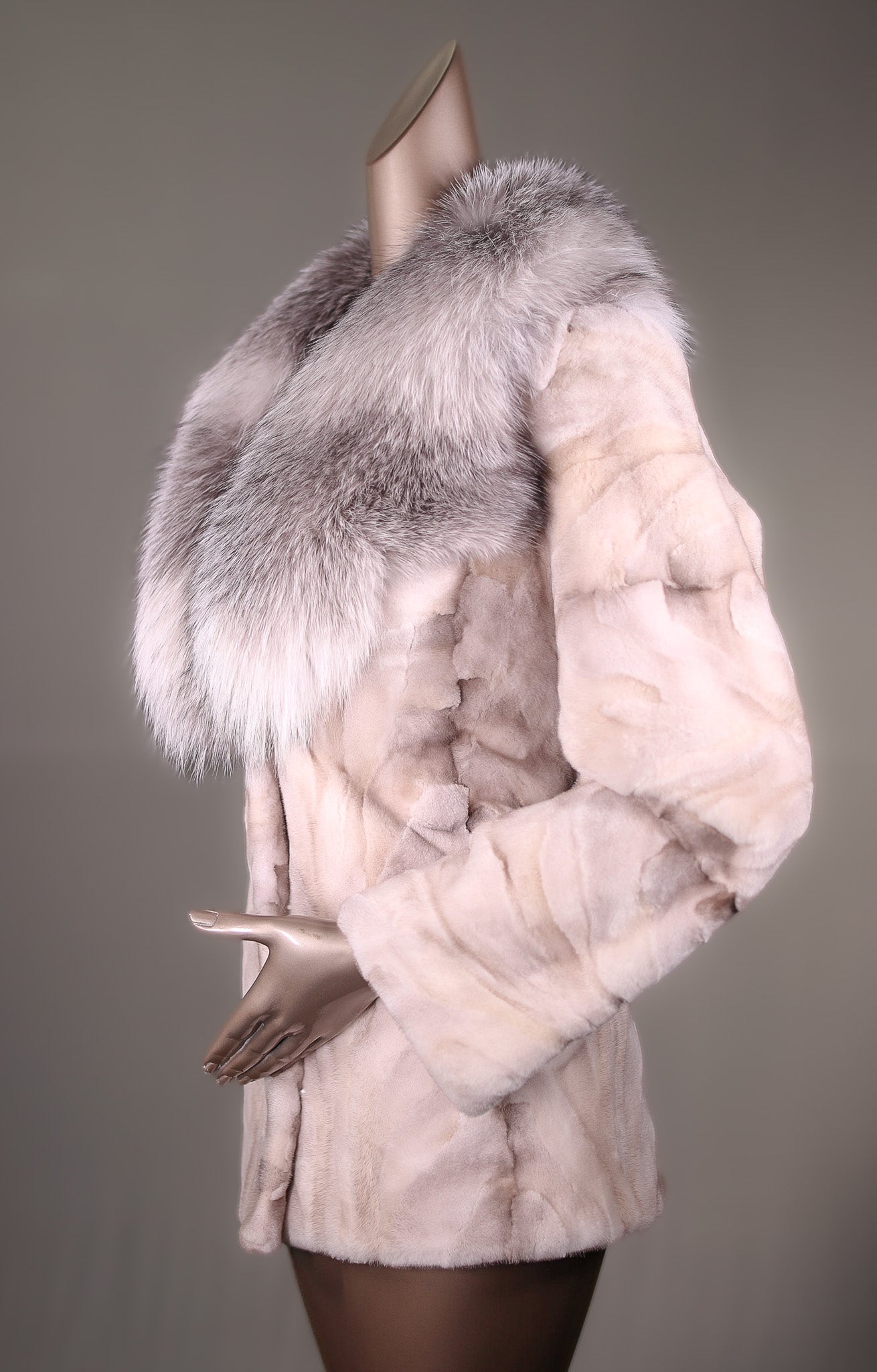 Sheared Sectional Mink Jacket with Natural Shadow Frost Fox