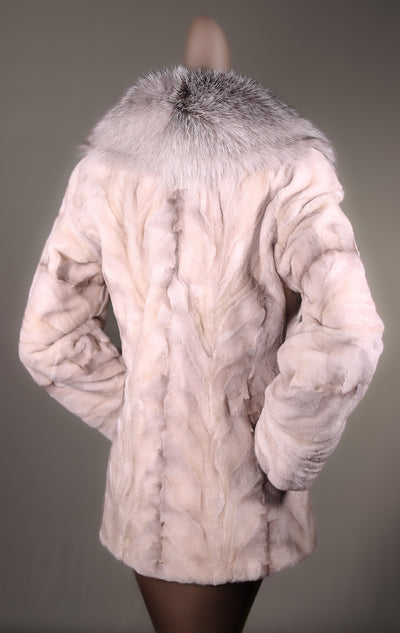 Sheared Sectional Mink Jacket with Natural Shadow Frost Fox
