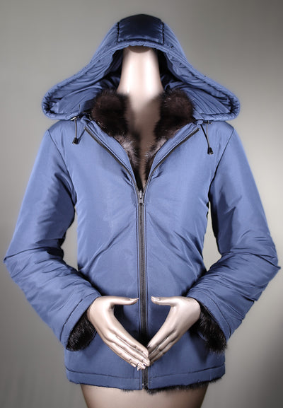 Natural Russian Sable Reversible Hooded Jacket