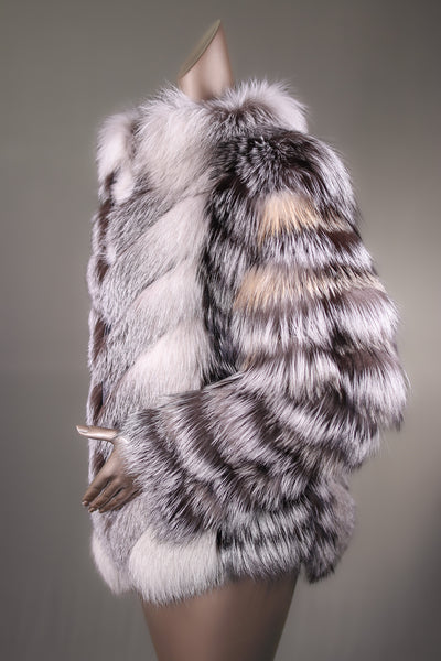 Multi-Contrasting Chevron Fox Jacket