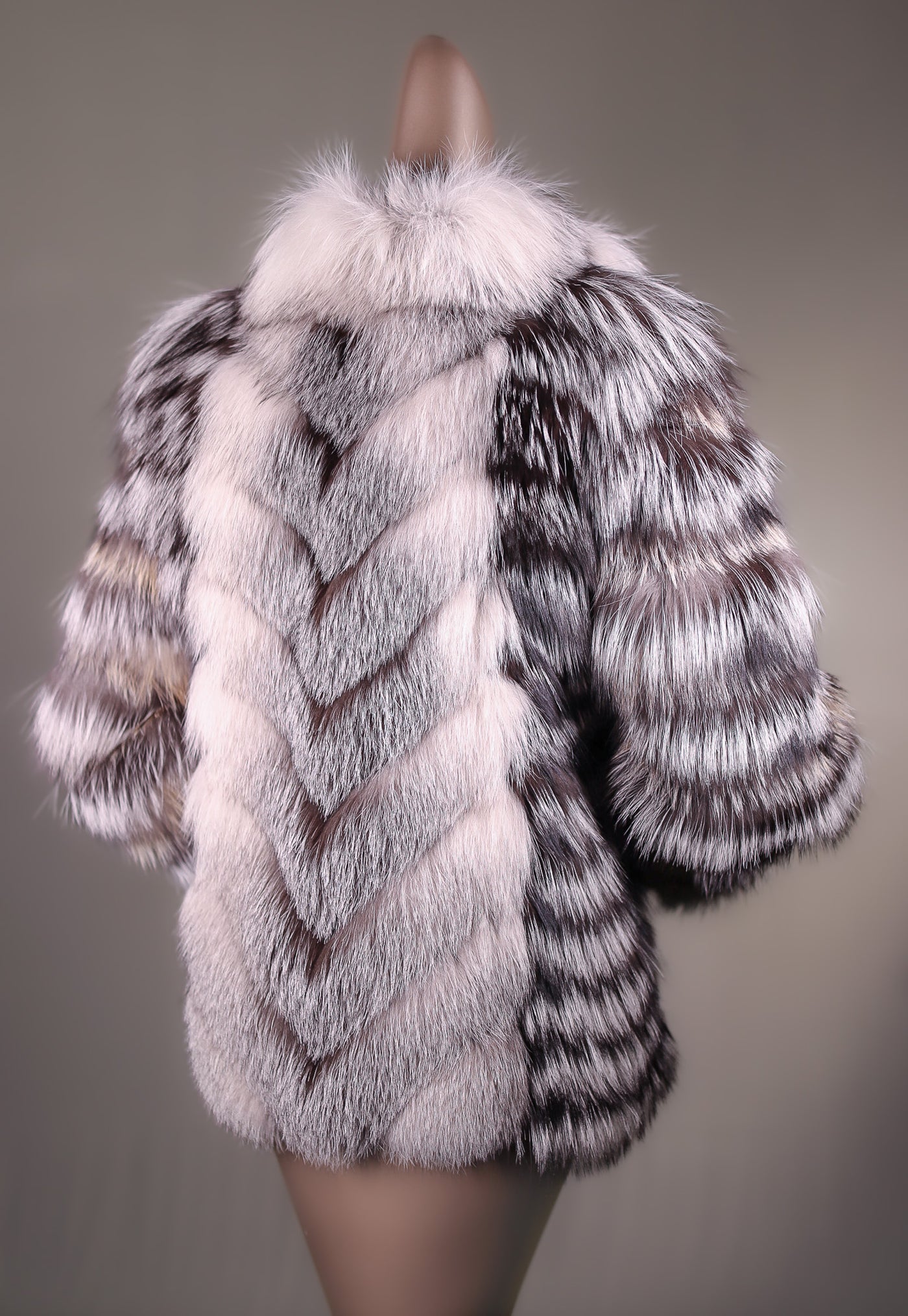 Multi-Contrasting Chevron Fox Jacket