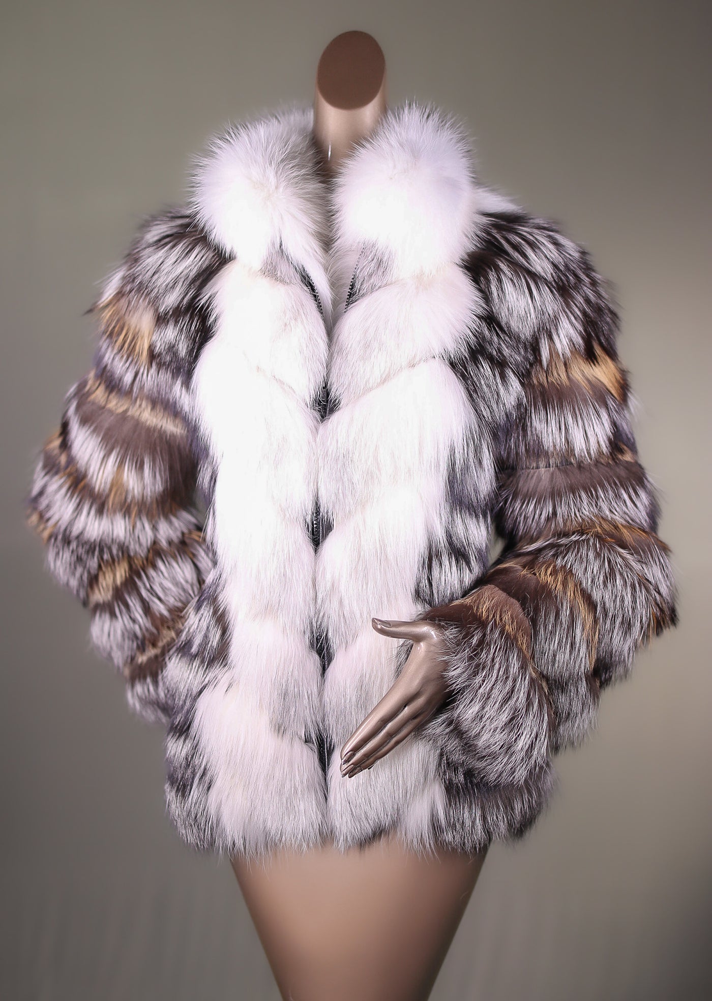 Multi-Contrasting Chevron Fox Jacket