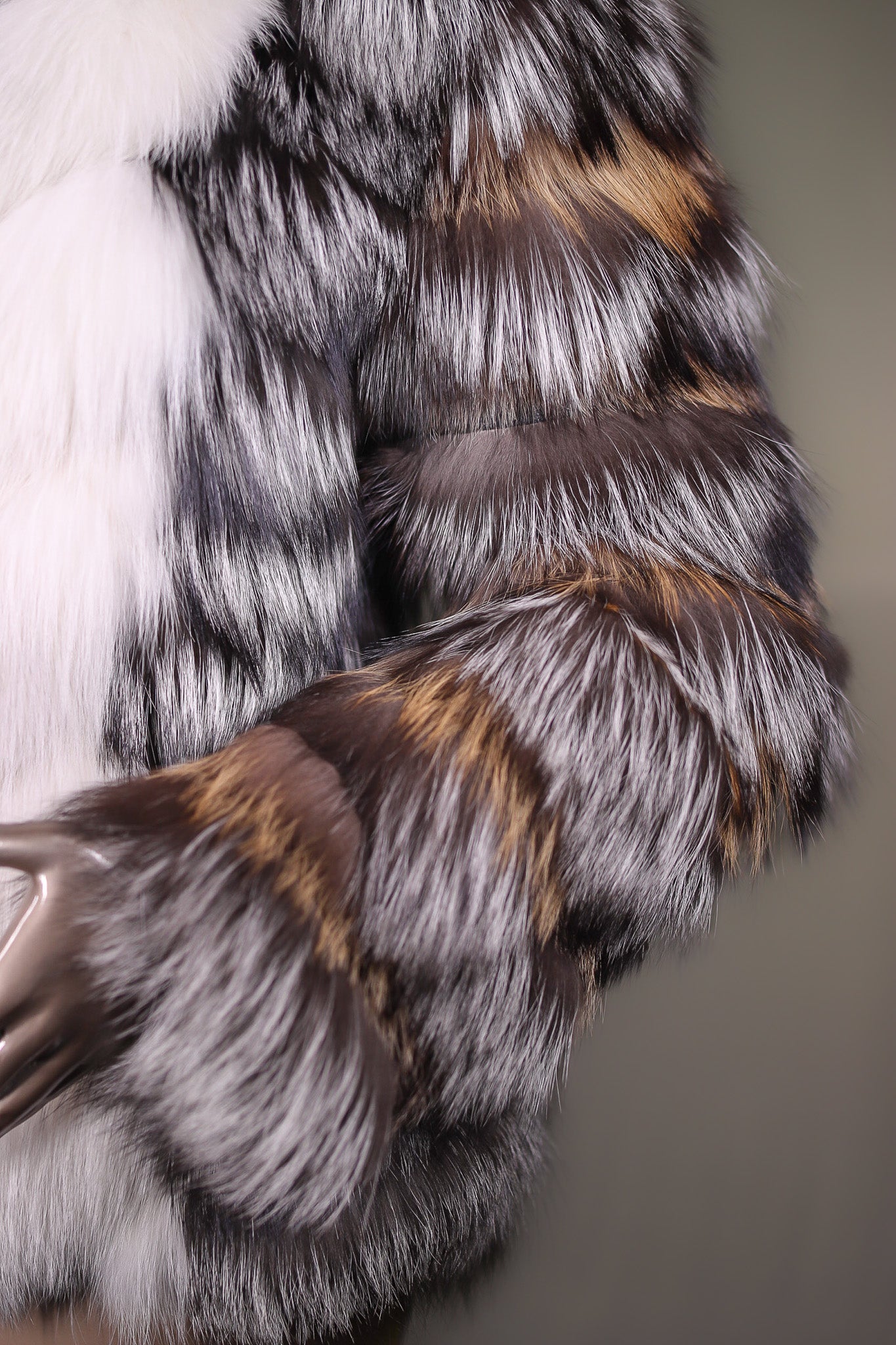 Multi-Contrasting Chevron Fox Jacket