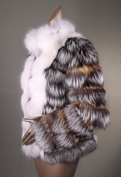 Multi-Contrasting Chevron Fox Jacket