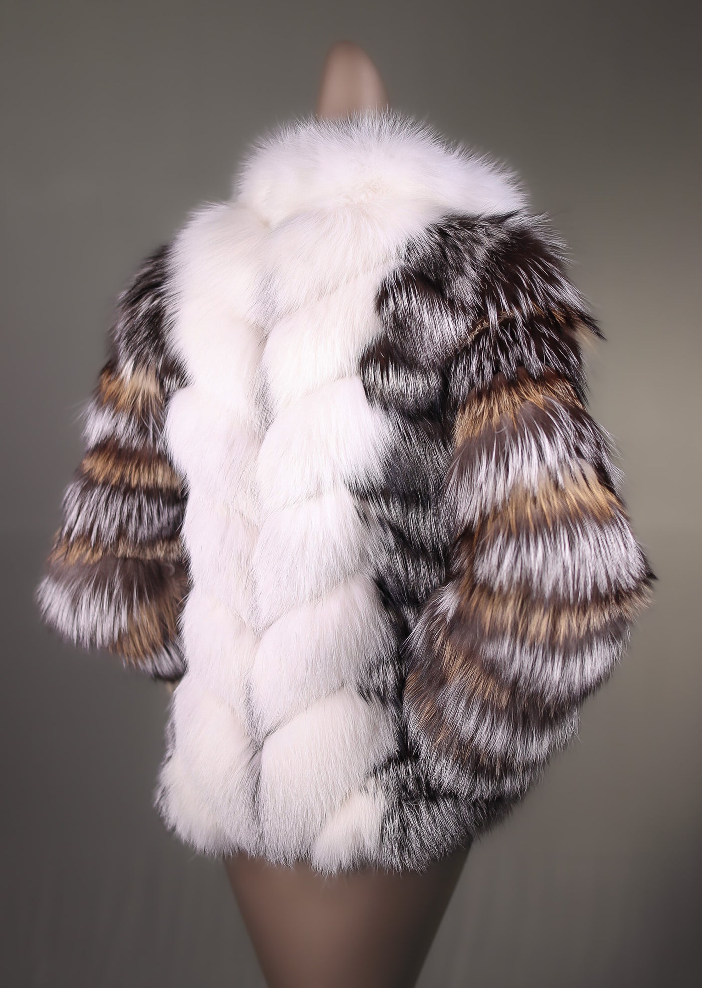 Multi-Contrasting Chevron Fox Jacket