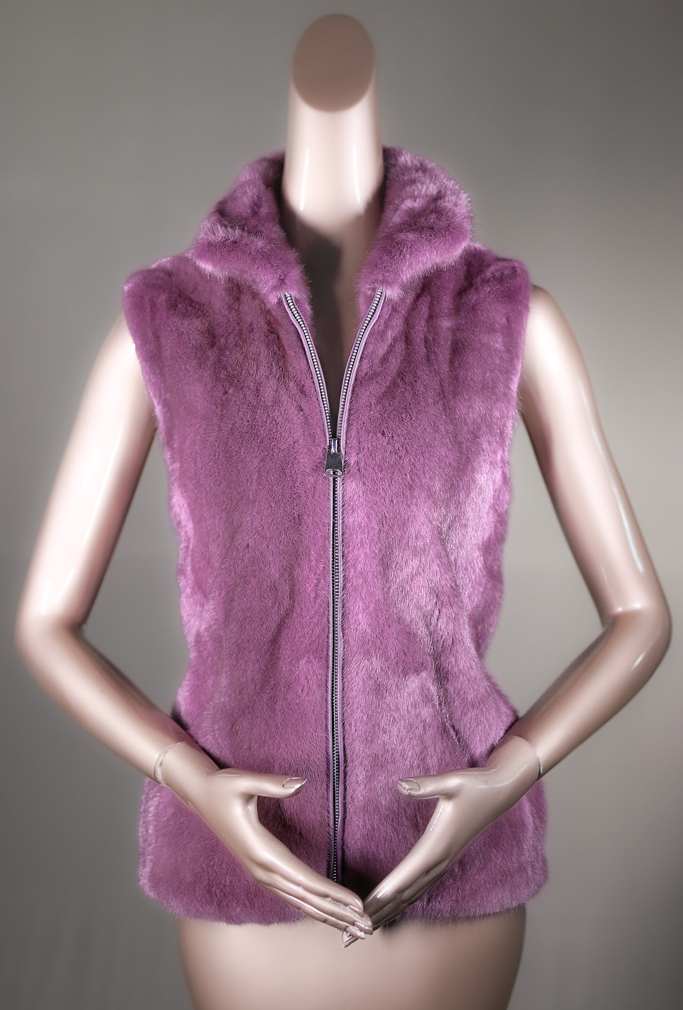 Dyed Plum Full-Skin Mink Vest