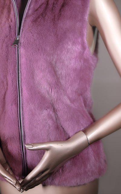 Dyed Plum Full-Skin Mink Vest