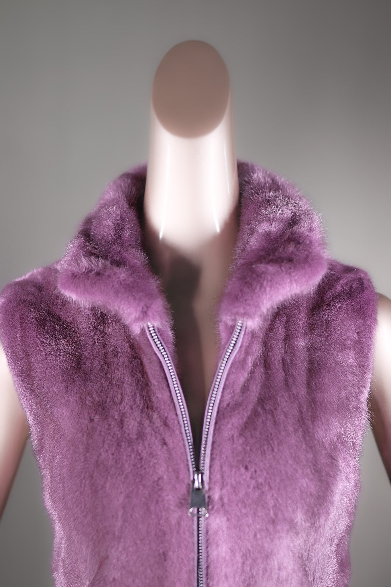 Dyed Plum Full-Skin Mink Vest