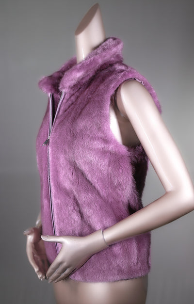 Dyed Plum Full-Skin Mink Vest