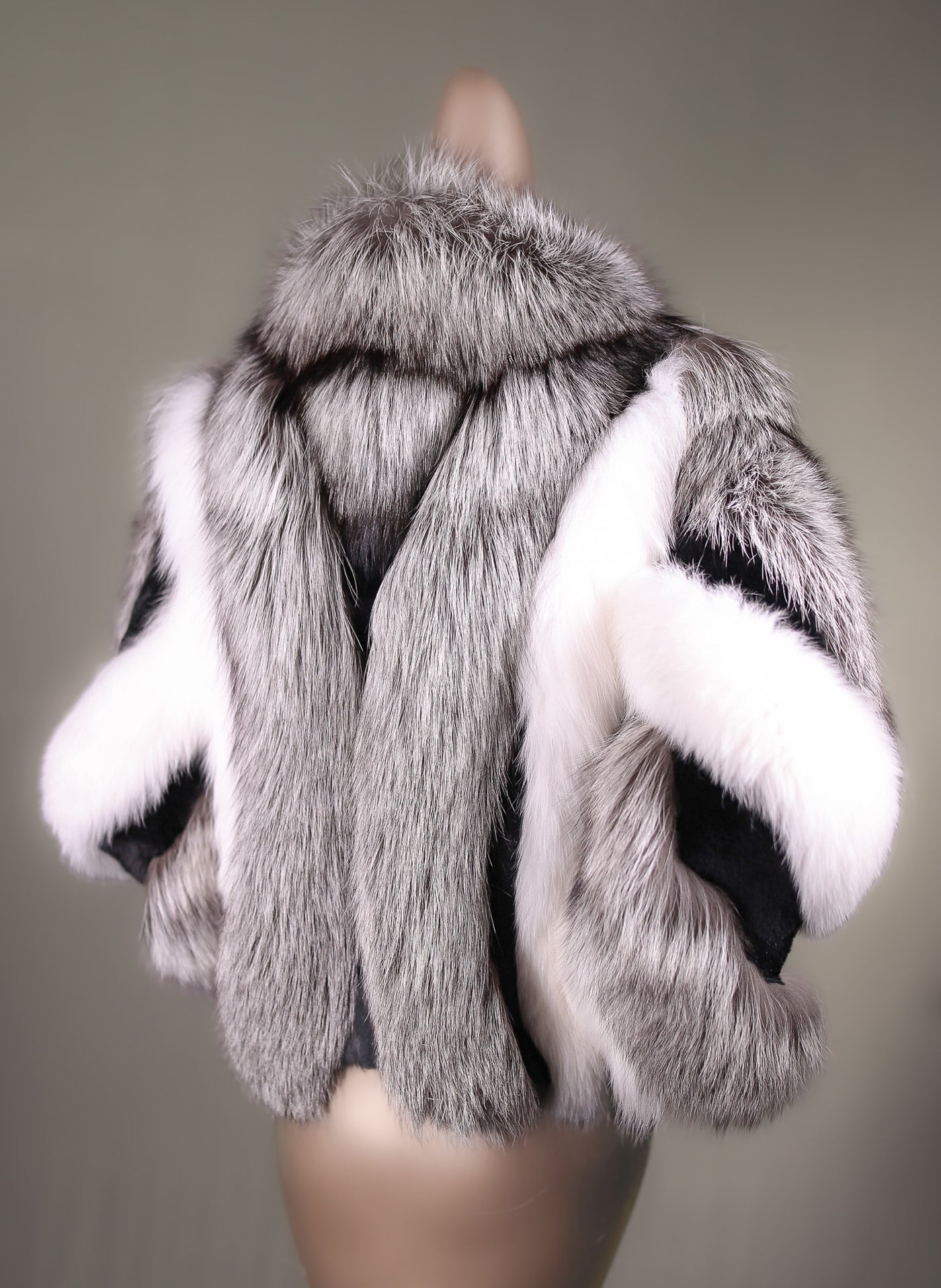 Multi-Contrasting Fox Jacket with Chinchilla REX Rabbit Inserts