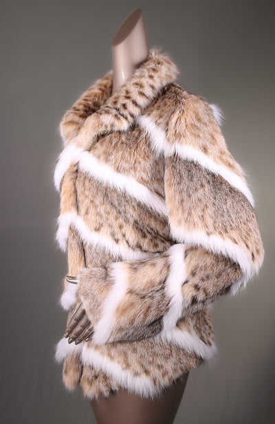 Natural Canadian Lynx Jacket with Shadow Fox Trimming