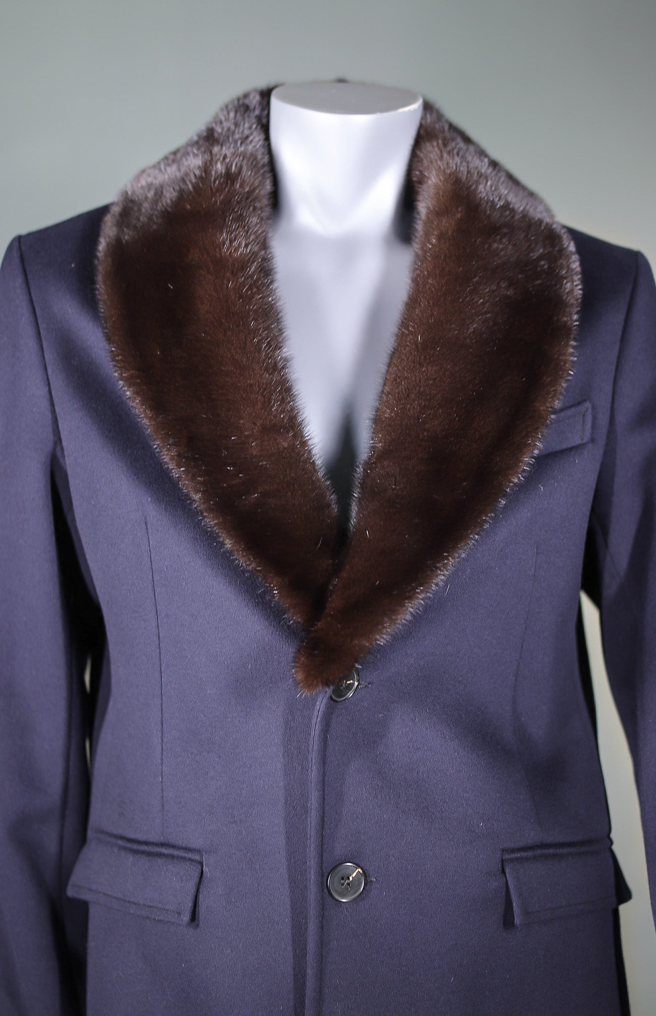 Loro Piana Car Coat with Natural Mink Collar