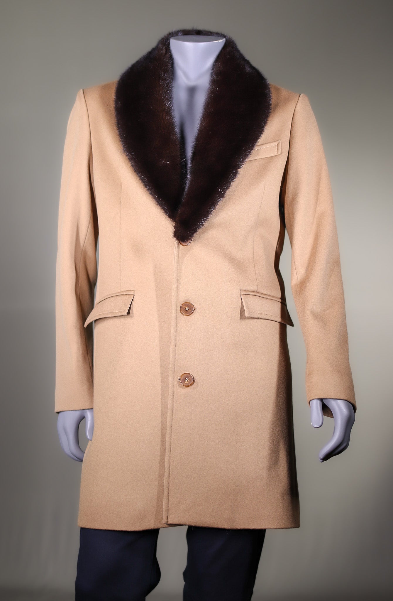 Loro Piana Car Coat with Natural Mink Collar