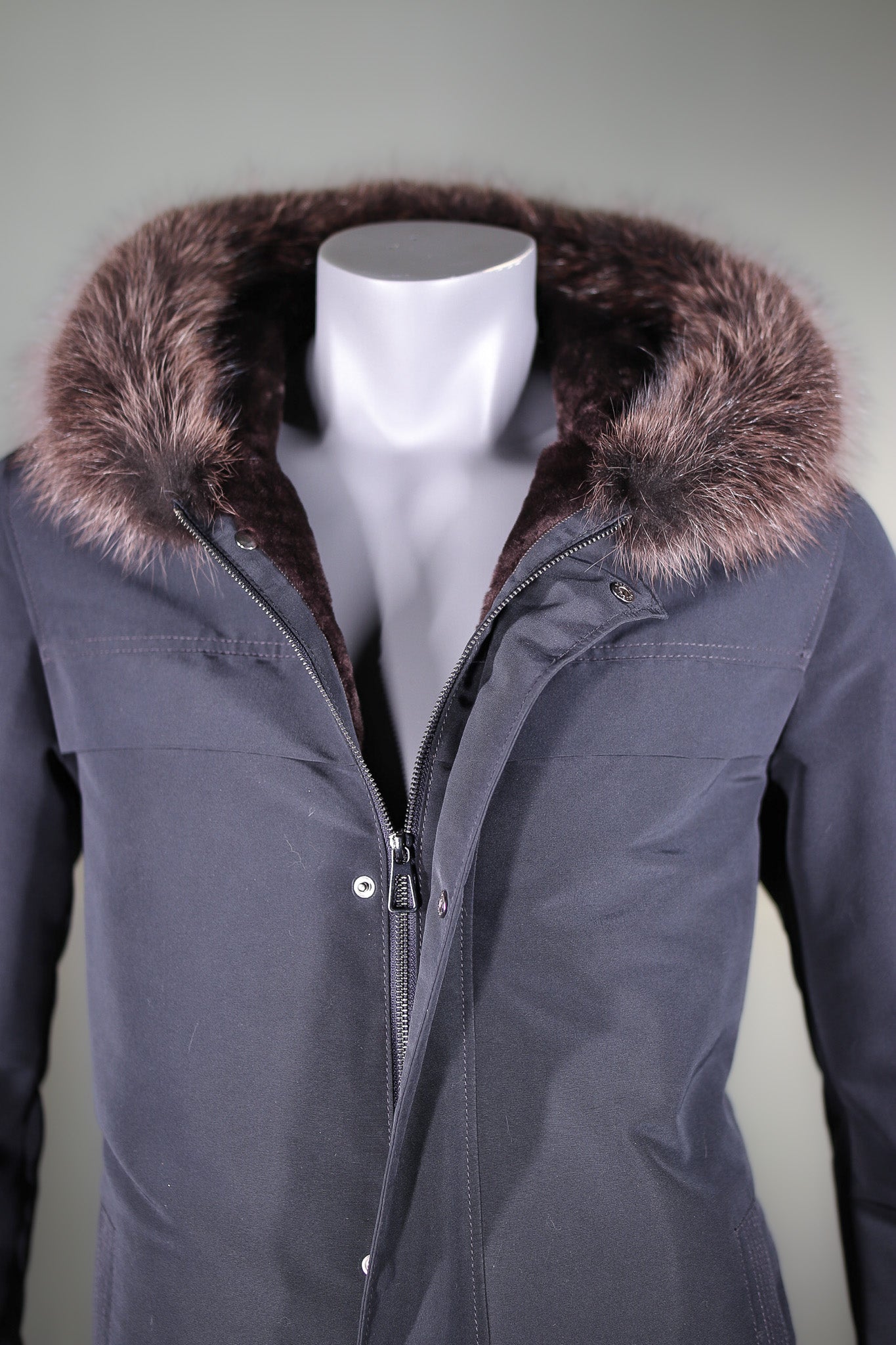 Astrakhan Lamb Lined Parka with Raccoon Ruff