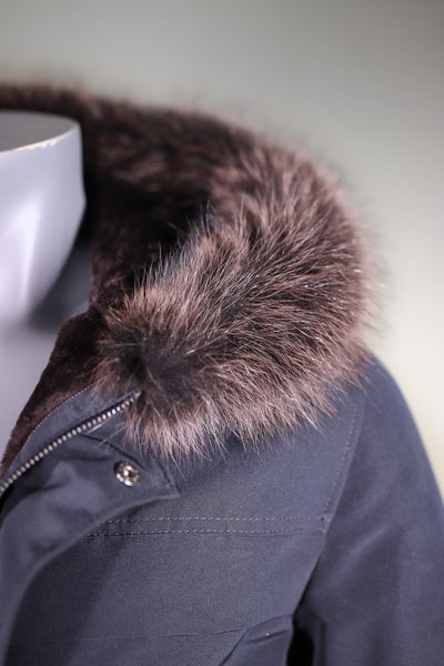 Astrakhan Lamb Lined Parka with Raccoon Ruff