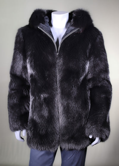 Dyed Black Fox Hooded Parka