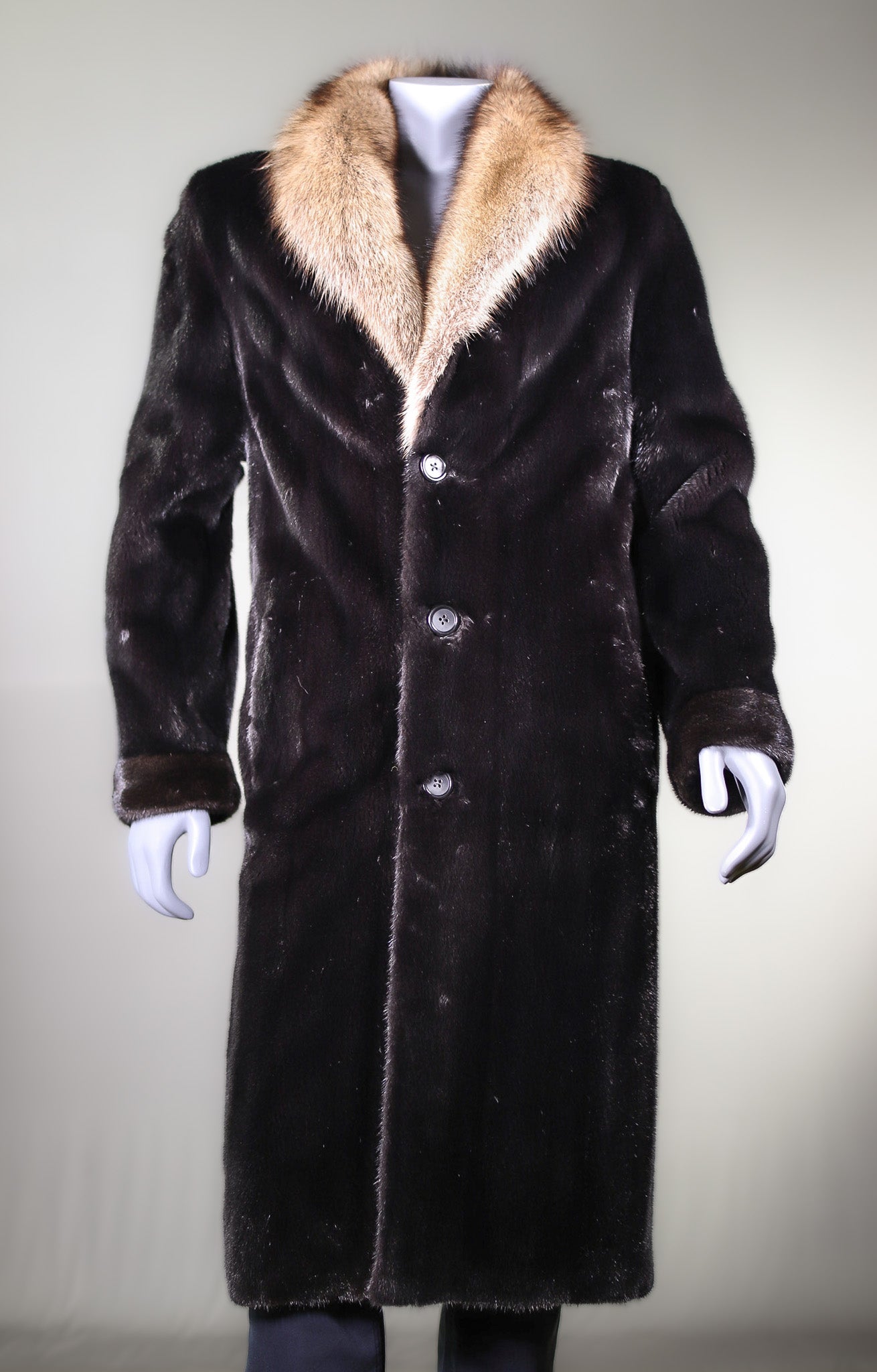 Full-Skin Mink Overcoat with Fisher Collar