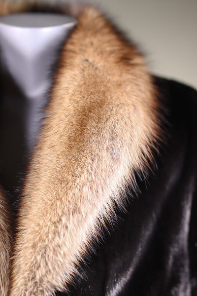 Full-Skin Mink Overcoat with Fisher Collar