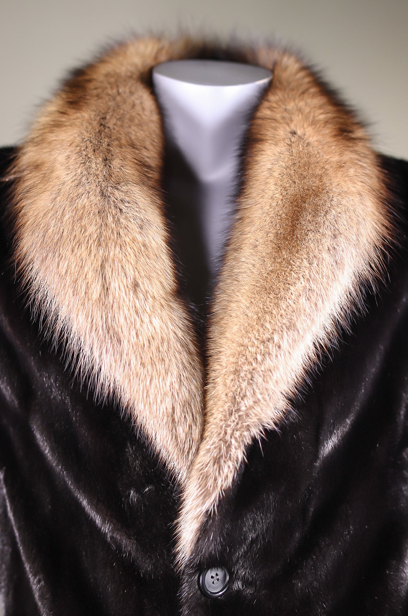 Full-Skin Mink Overcoat with Fisher Collar