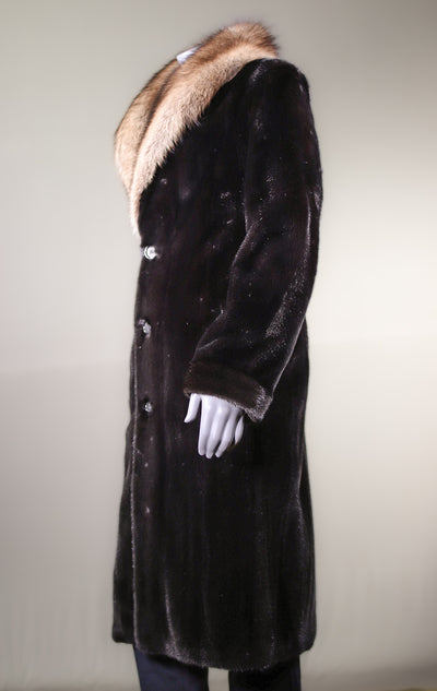 Full-Skin Mink Overcoat with Fisher Collar