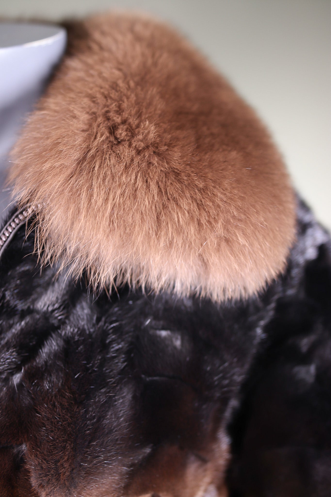 Sectional Mink Ombre Jacket with Fox Collar