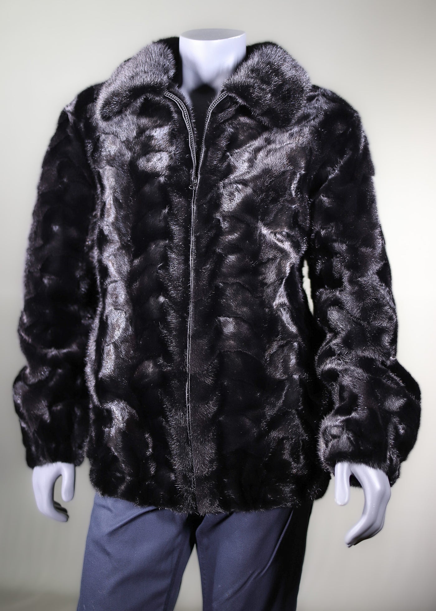 Sectional Mink Zipper Jacket