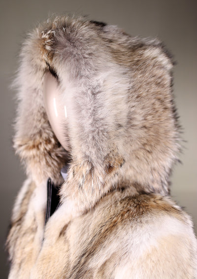 Full-Skin Natural Coyote Hooded Parka