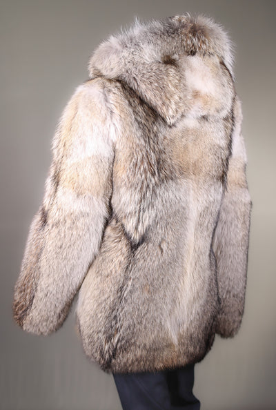 Full-Skin Natural Coyote Hooded Parka