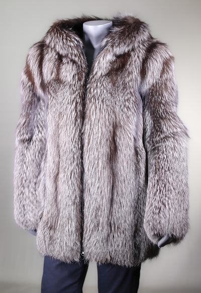 Full-Skin Natural Silver Fox Hooded Parka