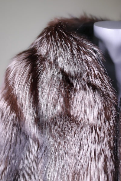 Full-Skin Natural Silver Fox Hooded Parka