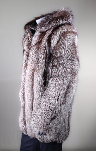 Full-Skin Natural Silver Fox Hooded Parka