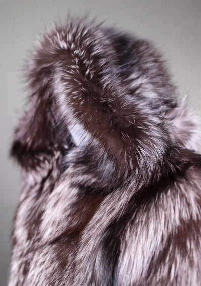 Full-Skin Natural Silver Fox Hooded Parka