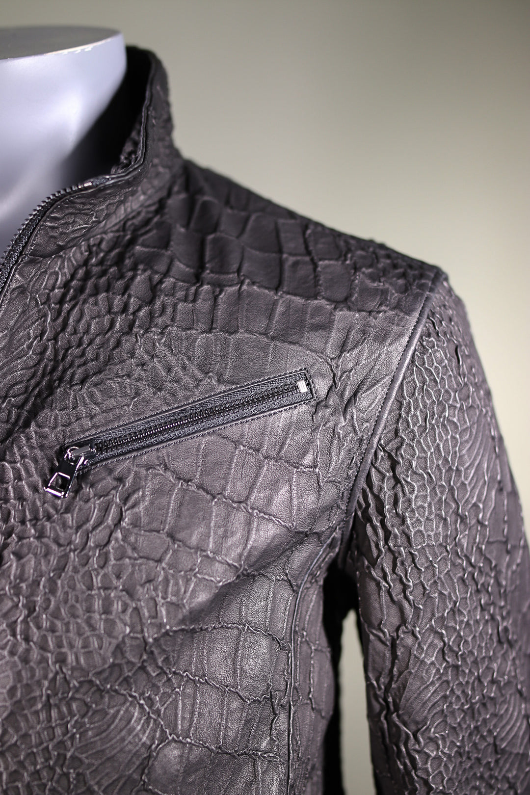 Crocodile-Crinkled Italian Lamb Leather Jacket – Alaska Fur