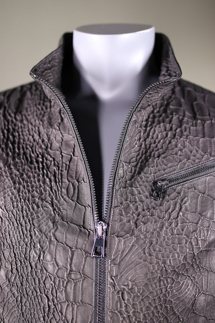 Crocodile-Crinkled Italian Lamb Leather Jacket – Alaska Fur
