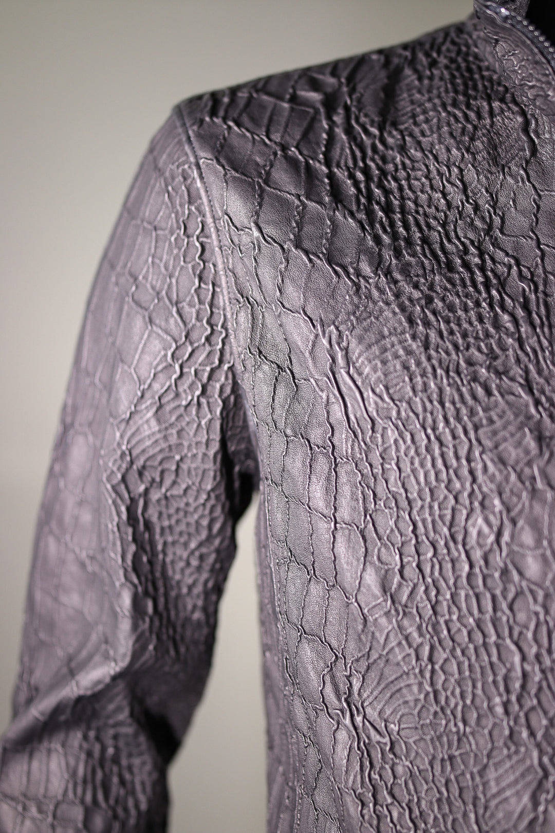 Crocodile-Crinkled Italian Lamb Leather Jacket – Alaska Fur