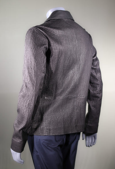 Grid-Crinkled Italian Lambskin Jacket