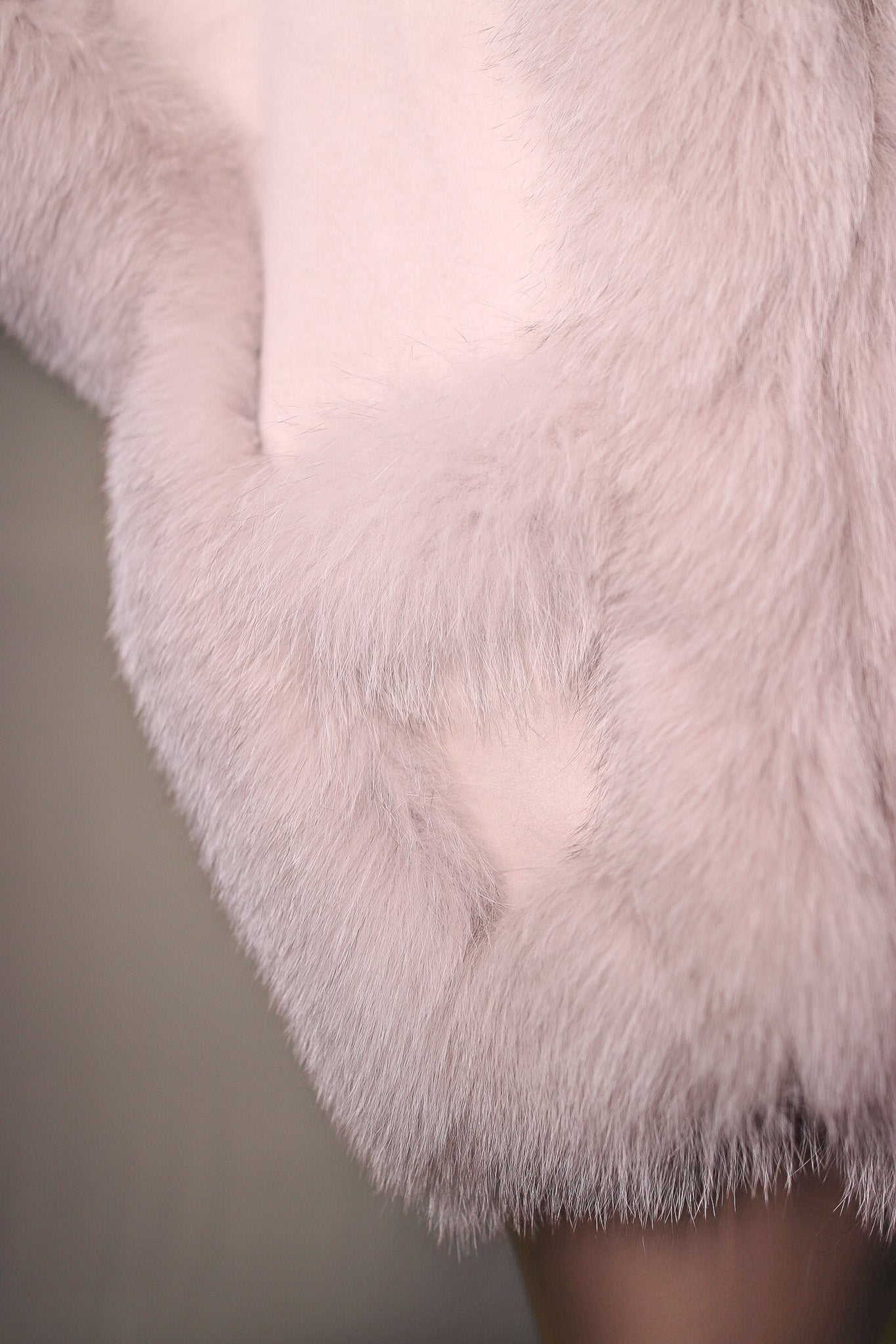 Cashmere Cape with Fox Tuxedo and Trimmed Pockets