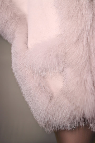 Cashmere Cape with Fox Tuxedo and Trimmed Pockets