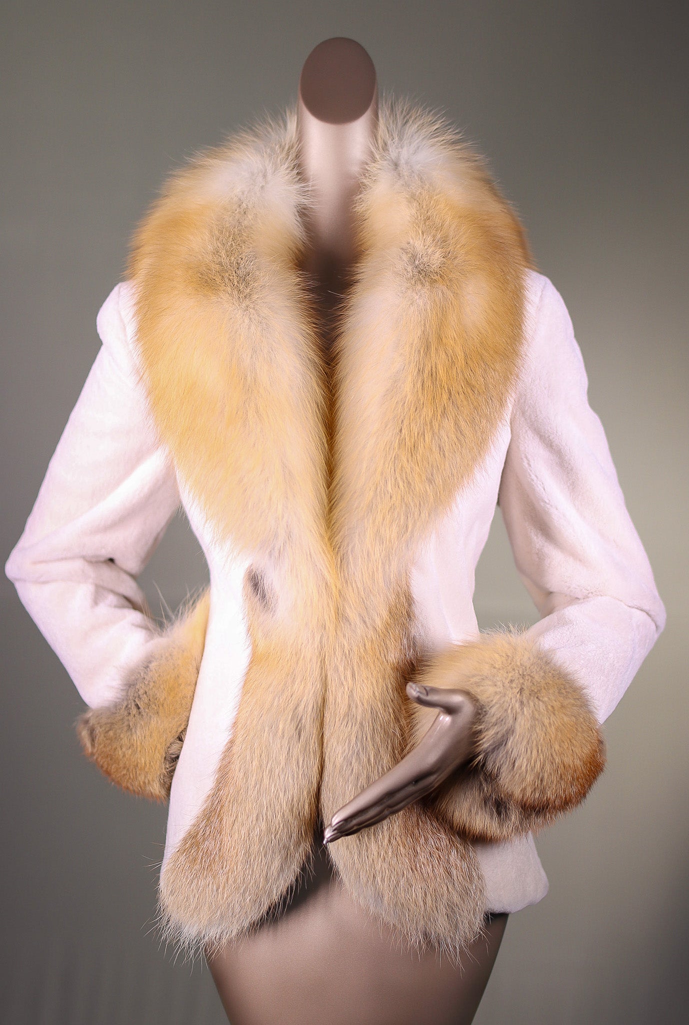 Sheared Mink Jacket with Golden Isle Fox Tuxedo and Cuffs