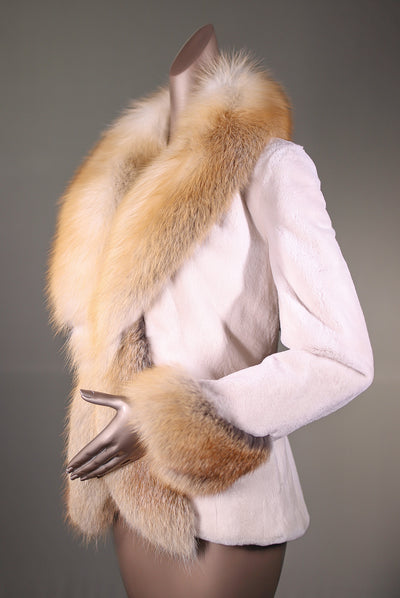 Sheared Mink Jacket with Golden Isle Fox Tuxedo and Cuffs