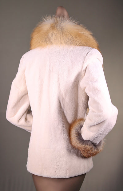 Sheared Mink Jacket with Golden Isle Fox Tuxedo and Cuffs