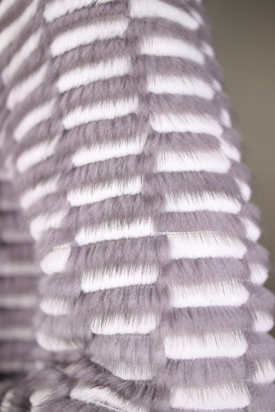 Ribbed Mink and Chinchilla Rex Rabbit Reversible Stroller