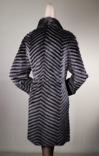 Semi-Fitted Chevron-Ribbed Mink with Chinchilla Rex Rabbit Reversible Stroller