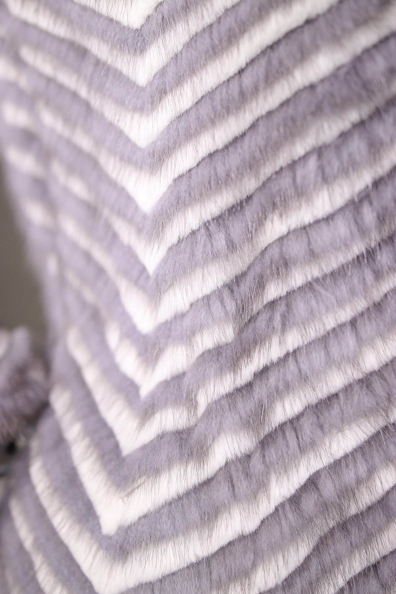 Semi-Fitted Chevron-Ribbed Mink with Chinchilla Rex Rabbit Reversible Stroller