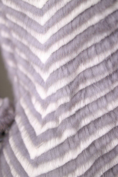 Semi-Fitted Chevron-Ribbed Mink with Chinchilla Rex Rabbit Reversible Stroller